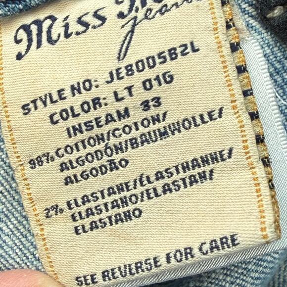 Miss Me Women’s Silver Sequin Lace Flap Pocket Bootcut Jeans Light Blue Size 28 - Picture 11 of 12